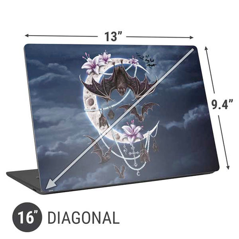 Gothic Moon with Bats and Flowers by Sarah Richter Universal Laptop 16in (13 x 9.4in) Skin